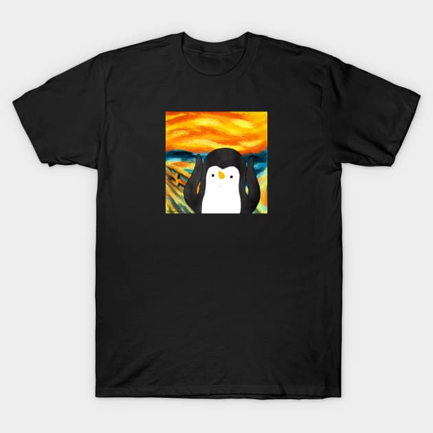 Penguin The Scream Art Series T-Shirt by thepenguinsfamily
